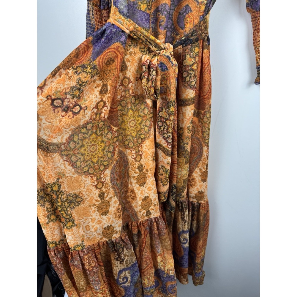 Soft Surroundings Harmonia Dress Boho Maxi Tie Chiffon Sz L Cottagecore Festival - Picture 3 of 6